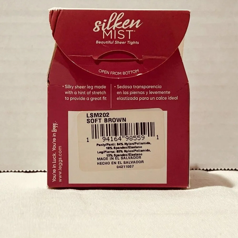 Leggs Silken Mist Control Top Pantyhose Silky Sheer Leg Soft Brown B Med 98559 - Picture 5 of 8